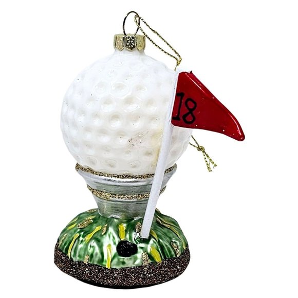 18th Hole Golf Ball Glass 4" Christmas Ornament, Party Decor - Picture 2 of 3